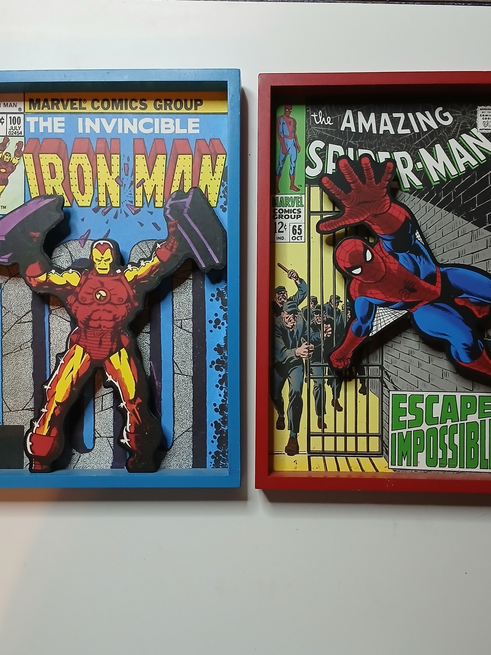 Marvel Iron Man & Spider-Man Framed 3D Wall Art - Red, Blue